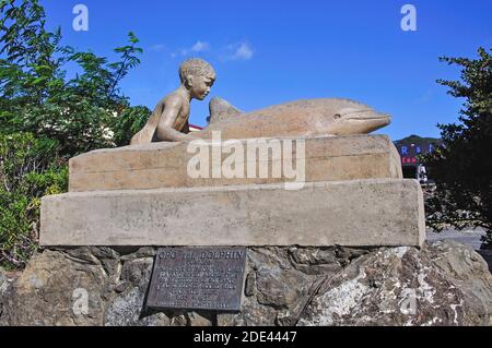 "Opo der Delphin" Statue auf Vorland, Opononi, Region Northland, Nordinsel, Neuseeland Stockfoto