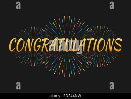 Herzlichen Glückwunsch an das Banner mit Feuerwerk. Vektorgrafik.. Stock Vektor