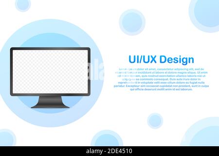 Banner zum Gerätemockup. UX-Design-Schnittstelle für die Computerbenutzeroberfläche. Leerer Bildschirm für Werbeaktionen für Medienverkäufe. Vektorgrafik. Stock Vektor