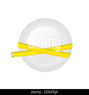 Ernährung. Platte mit Messband. Vektorgrafik. Stock Vektor