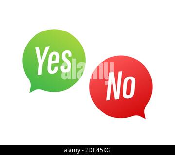 Ja kein Worttext auf Gesprächsform. Vektor Stock Illustration ja nein in Sprechblase auf weißem Hintergrund. Vektorgrafik. Stock Vektor