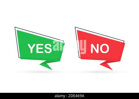 Ja kein Worttext auf Gesprächsform. Vektor Stock Illustration ja nein in Sprechblase auf weißem Hintergrund. Vektorgrafik. Stock Vektor