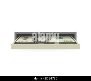 Geld am Geldautomaten abheben. Vektorgrafik. Stock Vektor