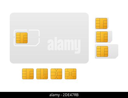 Mobile Handy SIM-Karte Chip isoliert auf Hintergrund. Vector lieferbar Abbildung. Stock Vektor