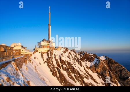 Das Observatorium der Pic Du Midi De Bigorre, Hautes-Pyrenäen, Midi-Pyrenäen, Frankreich Stockfoto