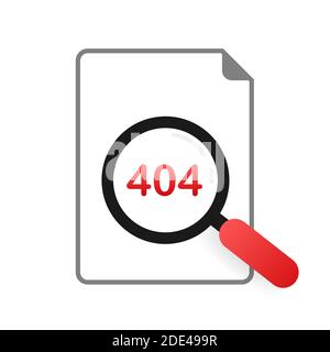 404 Fehlerseite nicht isoliert auf weißem Hintergrund gefunden. Vektorgrafik. Stock Vektor
