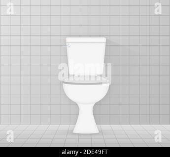 Weiße Keramik sauber Toilettenschüssel Symbol. Toilette. Vektorgrafik. Stock Vektor