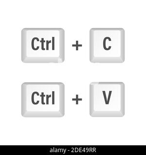 Strg C und Strg V Computertastatur Tasten. Desktop-Oberfläche. Web-Symbol. Vektorgrafik. Stock Vektor