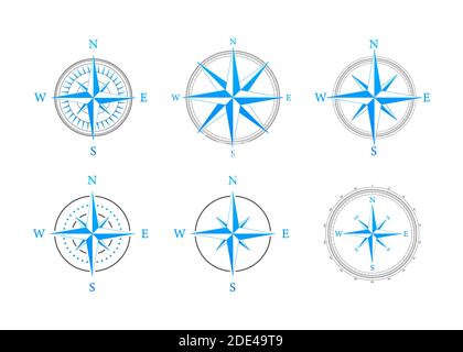 Kompass auf weißem Hintergrund. Flachvektor-Navigationssymbol. Vektorgrafik. Stock Vektor