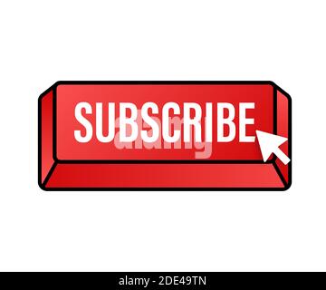 Mit Cursor-Taste abonnieren. Internetsymbol. Zeigerklicksymbol. Vektorgrafik. Stock Vektor