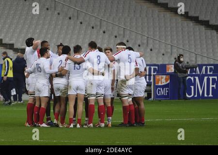 Saint Denis, Seine Saint Denis, Frankreich. November 2020. Französische Mannschaft vor den Herbstcup-Nationen 2020 Tag 3 Pool B zwischen Frankreich und Italien im Stade de France - St Denis - Frankreich. Frankreich gewann 36-5 Kredit: Pierre Stevenin/ZUMA Wire/Alamy Live News Stockfoto