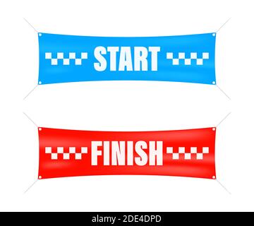 Start Ende. Gewinner-Banner. Flache Linie Cartoon Vektor Illustration. Stock Vektor