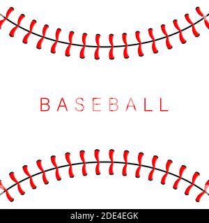 Baseball-Ball Stiche, rote Spitzennaht isoliert auf Hintergrund. Stock Vektor