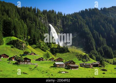 Staeubifall, 100 m, Alp Aesch, Uri, Schweiz Stockfoto