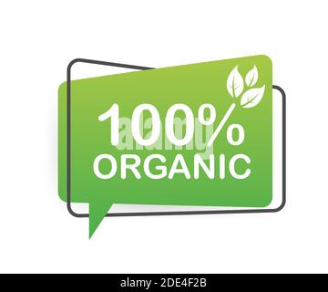 100 organisch, tolles Design für jeden Zweck. Grünes Symbol. Naturprodukt. Bio-Obst. Vektorgrafik. Stock Vektor