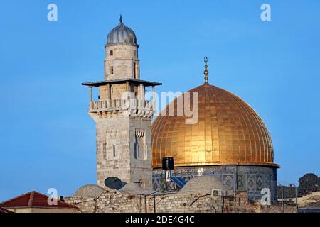 Jerusalem, Felsendom und Minarett Stockfoto
