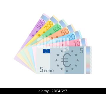 Euro-Geldscheine. Pauschal Euro für Papiergeld. Geschäftskonzept. Vektorgrafik. Stock Vektor