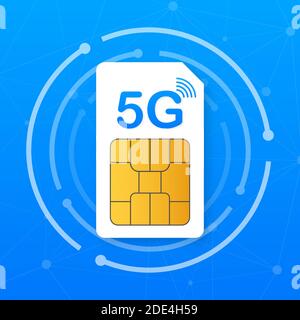 5G-SIM-Karte. Symbol für Mobilfunktechnologie. Vektorgrafik Stock Vektor