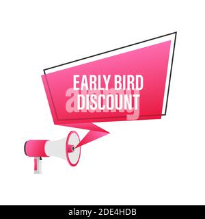Frühbucher Sonderangebot. Preisschild des Rabattangebots. Moderne Werbevorlage. Verkaufsschild. Vektorgrafik. Stock Vektor