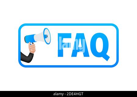 Häufig gestellte Fragen FAQ Banner. Computer mit Frage Symbole. Vector Illustration. Stock Vektor