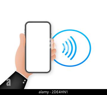 Kontaktloses kabelloses Pay-Logo. NFC-Technologie. Vektorgrafik. Stock Vektor