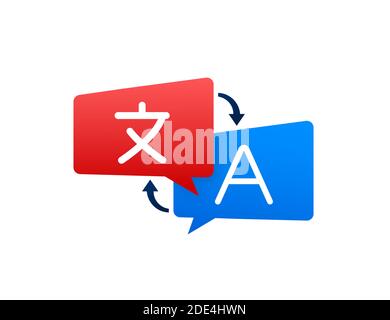 Konzept für Online-Übersetzer. Übersetzer-Symbol. Vektorgrafik. Stock Vektor