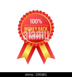 Geld-zurück-Garantie. Bannerband. Verkaufsschild. Werbebanner. Vektorgrafik. Stock Vektor
