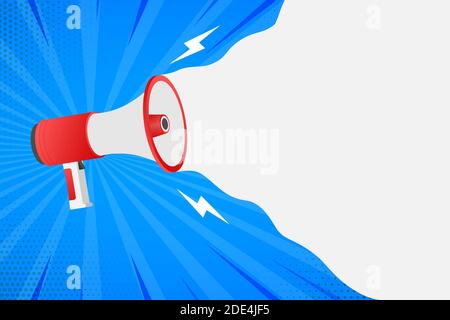 Menschliche Hand mit Megaphon. Social Media Marketing Konzept. Vektorgrafik. Stock Vektor