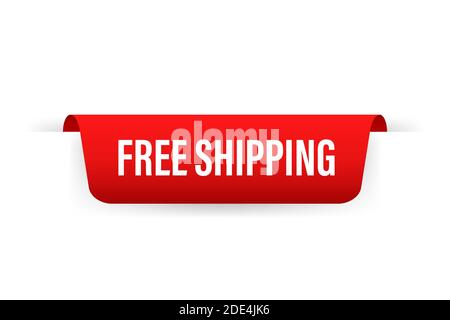 Kostenloser Versand Red Label Icon Vektor Design. Vektorgrafik. Stock Vektor