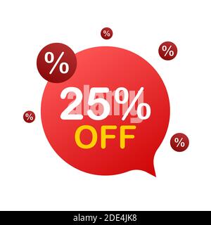 25 % RABATT auf Sale Discount Banner. Preisschild des Rabattangebots. 25 % Rabatt Promotion flaches Symbol mit langem Schatten. Vektorgrafik. Stock Vektor