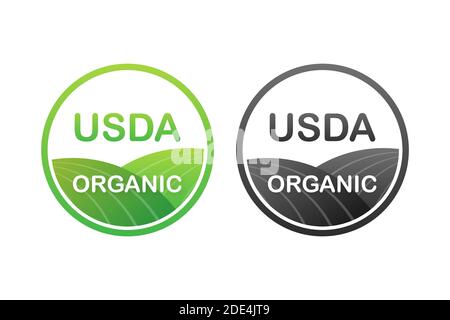 USDA Organic Embleme, Abzeichen, Aufkleber, Logo, Symbol. Vector lieferbar Abbildung. Stock Vektor