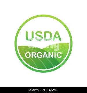 USDA Organic Embleme, Abzeichen, Aufkleber, Logo, Symbol. Vector lieferbar Abbildung. Stock Vektor