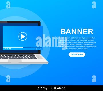 Videobild der Vorlage. Vorlagen-Media-Player. Mobile App-Schnittstelle. Vektorgrafik. Stock Vektor