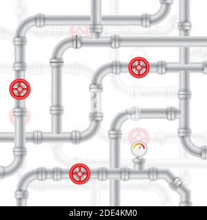 Details Rohre verschiedene Arten Sammlung von Wasserrohr Industrie Gasventil Bau. Stock Vektor