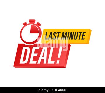 Rote Last Minute Deal-Taste Zeichen, Wecker Countdown-Logo. Vektorgrafik. Stock Vektor