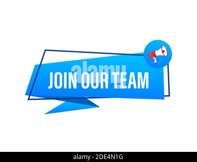 Megaphone Hand, Geschäftskonzept mit Text in unserem Team. Vektorgrafik. Stock Vektor
