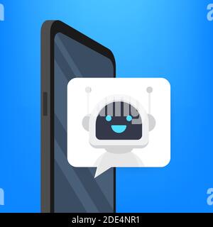 Chat bot mit auf dem Smartphone, Robot Virtual Assistance von Website oder Mobile Applications. Voice Support Service bot. Online-Support-bot. Stock Vektor
