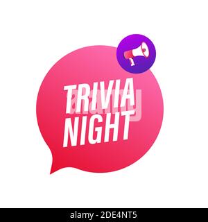 Hand hält Megaphon mit Trivia Nacht. Megaphon-Banner. Webdesign. Vektorgrafik Stock Vektor