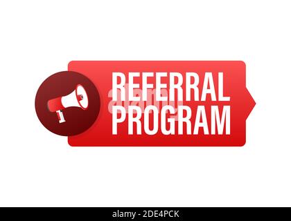 Hand Megaphon mit Referral Programm. Vector Illustration. Stock Vektor