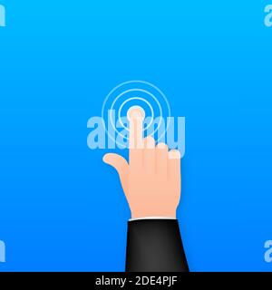 Klicken Sie Hand in flacher Form. Drücken Sie den Touchscreen. Symbol für den Handcursor. Fingerklick-Symbol. Vektorgrafik. Stock Vektor