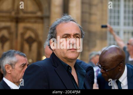 Aix En Provence, Frankreich. April 2019. Michel Platini, der ehemalige UEFA-Präsident, ist jetzt für "Verdacht auf Betrug und mögliche Verletzung des Vertrauens".Union of European Football Association, (UEFA) Kredit: SOPA Images Limited/Alamy Live News Stockfoto