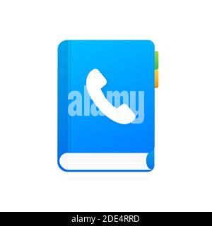 Blaues Telefonbuch auf weißem Hintergrund. Telefonsymbol, Telefonsymbol. Symbol für den Support-Service. Vektorgrafik. Stock Vektor