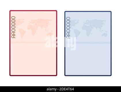 Leere Vorlage für offenen Reisepass. Internationaler Reisepass mit Beispiel für persönliche Daten Seite. Vektorgrafik. Stock Vektor