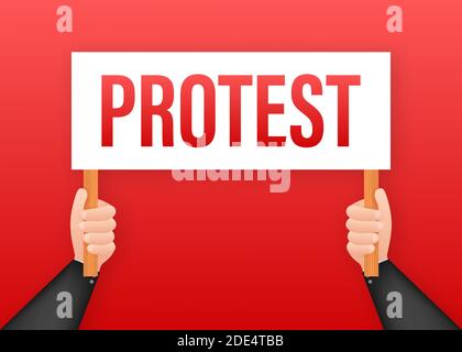 Protestierende Hände halten Protestschilder. Vektorgrafik. Stock Vektor