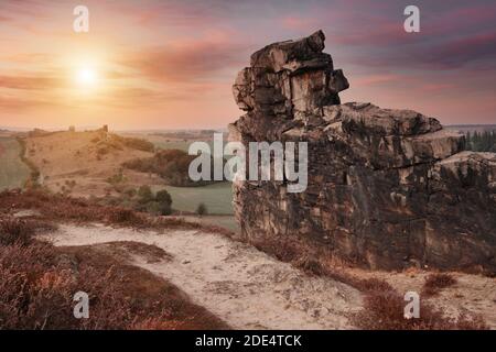 Teufelsmauer, Teufelsmauer, Felsformation in Sachsen-Anhalt, Harz, Deutschland. Stockfoto