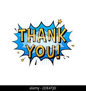 Comic Sprechblasen mit Text Danke. Vintage Cartoon Illustration. Symbol, Aufkleberetikett, Sonderangebotschild, Werbeplakette. Vektormaterial Stock Vektor