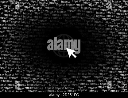 Deep/Dark Web. Deepnet und darkweb ist versteckt und unsichtbar im Loch des Internets. Geheime und private Daten und Informationen auf der Website mit niedriger AC Stockfoto