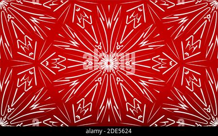 Abstrakte geometrische Hintergrundtextur, geometrische Form Muster Mandala auf rotem Hintergrund. Dekoratives Element Für Design. Nahtloses Wiederholungsmuster Stock Vektor
