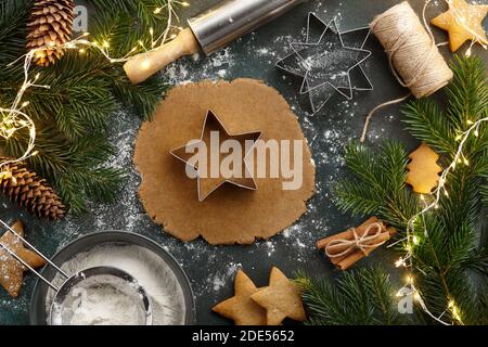 Hausgemachte Lebkuchenkuchen für Weihnachten, Urlaub Vorbereitung Stockfoto