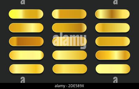 Gelb Gold Farbverläufe metallischen linearen Farben gesetzt. Kreative abstrakt leuchtende Designelemente. Vektorgrafik zur Konzeptsammlung Stock Vektor